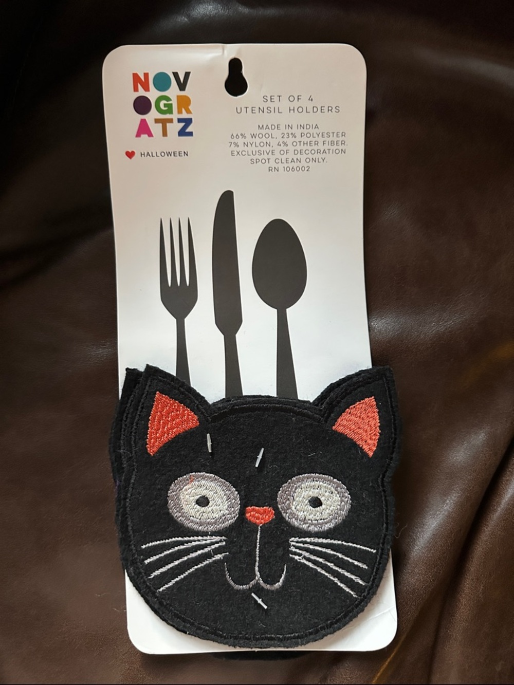 NWT Novogratz Halloween Cat Set of 4 Utensil Holders